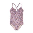 Maternity Floral Print Flounce Neck One Piece Swimsuit - Isabel Maternity By Ingrid & Isabel S D/dd Cup, Pink/purple