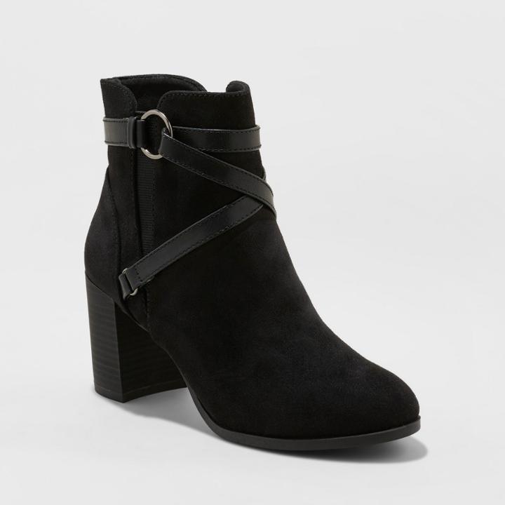 Women's Naveia Wrap Water Repellent Ankle Fashion Boots - A New Day Black