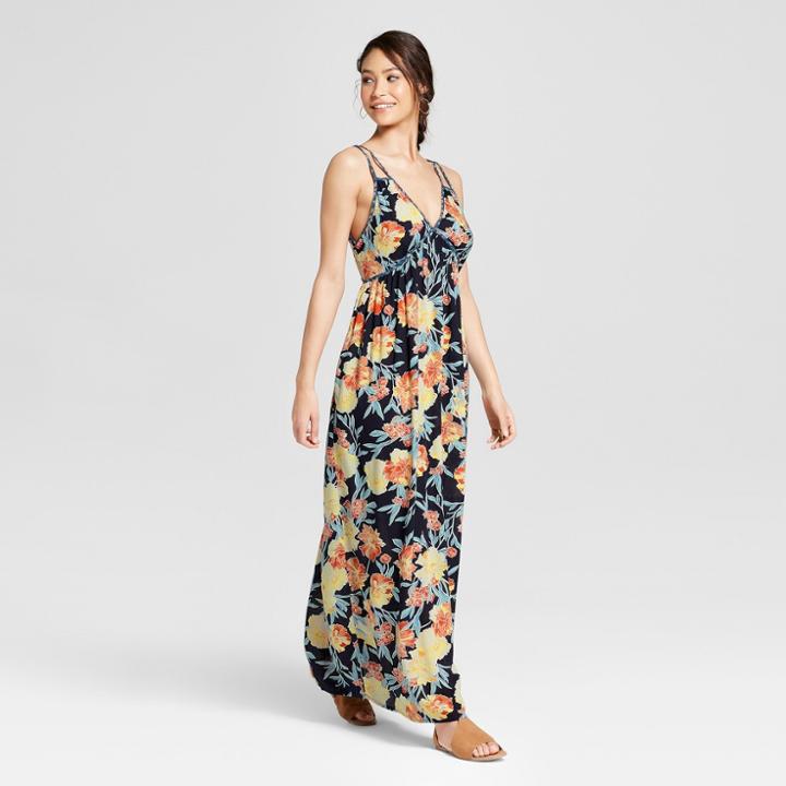 Women's Strappy Floral Maxi Dress - Xhilaration Navy (blue)