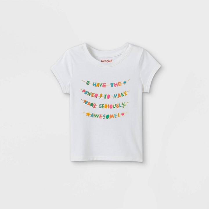 Toddler Girls' 'seriously Awesome' Short Sleeve Graphic T-shirt - Cat & Jack White
