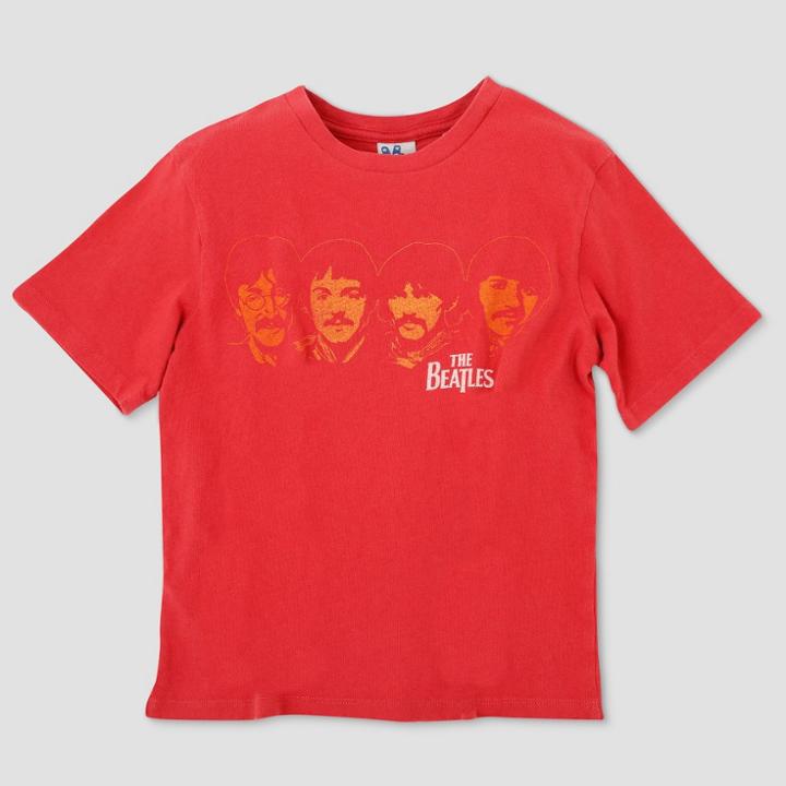 Junk Food Boys' The Beatles Short Sleeve Crew Neck T-shirt - Red