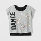 Target Girls' Short Sleeve Dance Star Active Wear T-shirt - Heather Gray/black