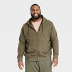 Men's Big & Tall Sherpa Lined Zip-up Hoodie - Goodfellow & Co Olive Green