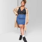 Women's Plus Size Seamed Mini Jean Skirt - Wild Fable Medium Wash 16w, Women's, Blue