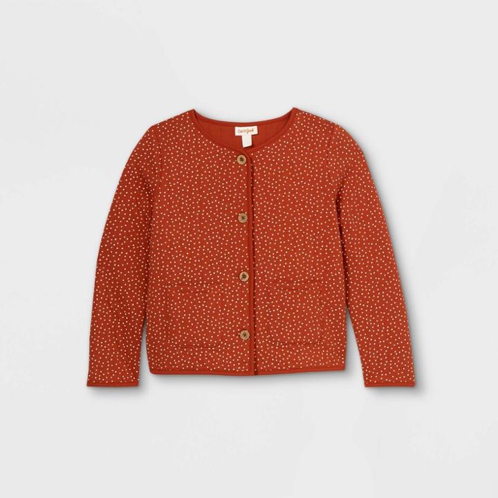 Girls' Polka Dots Quilted Long Sleeve Jacket - Cat & Jack Orange