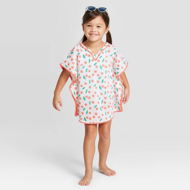 Toddler Girls' Cherry Cover Up - Cat & Jack True White 12m, Toddler Girl's