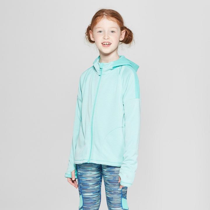 Girls' Striped Elevated Tech Fleece Full Zip Hoodie - C9 Champion