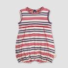 Burt's Bees Baby Baby Girls' Camping Stripe Bubble Rompers - Beige/orange 6-9m, Girl's, Brown