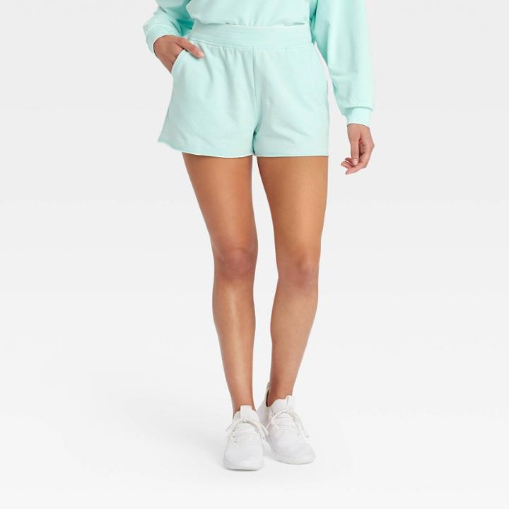 Women's Mid-rise Lightweight French Terry Shorts With Side Pockets 2 - Joylab Blue