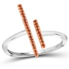 Distributed By Target 1/10 Ct. T.w. Round-cut Red Diamond Prong Set Bar Ring In Sterling Silver