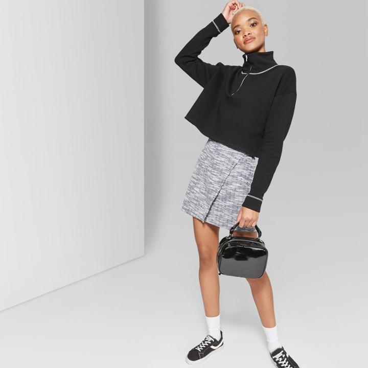 Women's Quarter Zip Fleece Pullover - Wild Fable Black