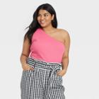 Women's Plus Size One Shoulder Tank Top - Who What Wear Pink