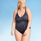 Women's Plus Size Side Tie One Piece Swimsuit - Kona Sol Black