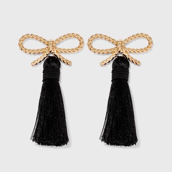 Sugarfix By Baublebar Braided Bow Tassel Earrings - Black