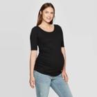 Maternity Short Sleeve Rib T-shirt - Isabel Maternity By Ingrid & Isabel Black
