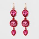 Linear Drop Round And Teardrop Resin Stone Earrings - A New Day Fuchsia