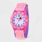 Girls' Red Balloon Plastic Time Teacher Nylon Strap Watch - Pink, Pink/red