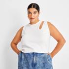 Women's Plus Size Ribbed Cut Out Crop Tank Top - Future Collective With Kahlana Barfield Brown White