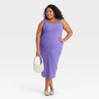 Women's Plus Size Sleeveless Ribbed Dress - Ava & Viv Purple