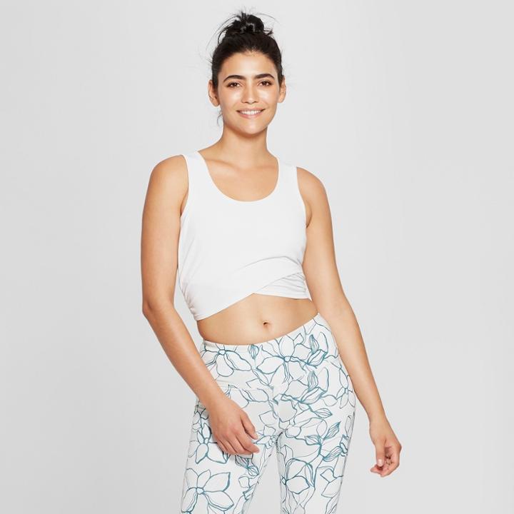 Women's Cropped Ribbed Tank Top With Mesh - Joylab White