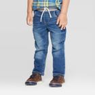 Toddler Boys' Straight Pull-on Skinny Jeans - Cat & Jack Medium Wash 3t, Toddler Boy's, Blue
