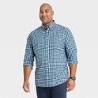 Men's Tall Checked Regular Fit Long Sleeve Poplin Button-down Collared Shirt - Goodfellow & Co Green