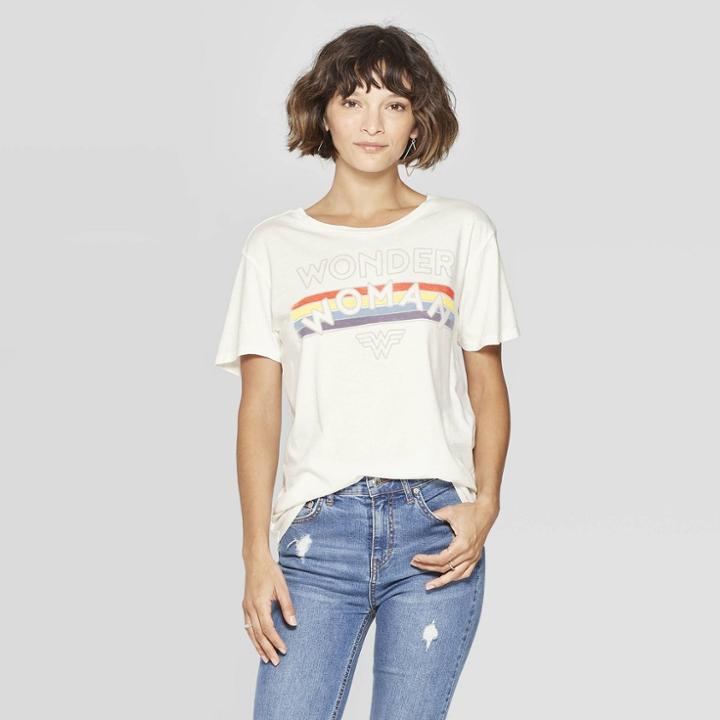 Junk Food Women's Wonder Woman Short Sleeve Graphic T-shirt (juniors') - White