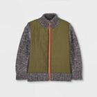 Toddler Boys' Quilted Knit Zip-up Sweater Cardigan - Cat & Jack Olive Green