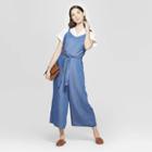 Women's Sleeveless V-neck Denim Jumpsuit - Universal Thread Blue