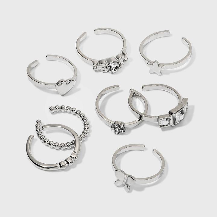 Girls' 8pk Heart Butterfly Star Ring Set - Art Class