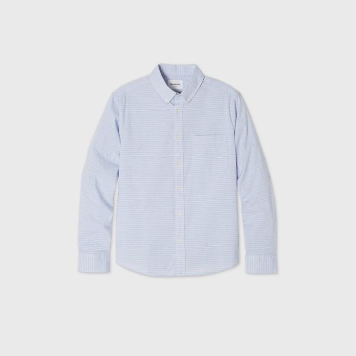 Men's Untucked Slim Fit Button-down Shirt - Goodfellow & Co Sea Blue