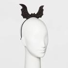 Distributed By Target Satin Cover Metal Headband With Glitter Bat Top- Black