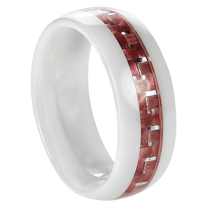 Men's Daxx Carbon Fiber Inlay Band In Ceramic - Pink