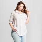 Women's Plus Size Striped Long Sleeve Button-down Shirt - Universal Thread Purple X