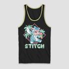 Men's Disney Stitch Tropical Tank Top - Black/yellow
