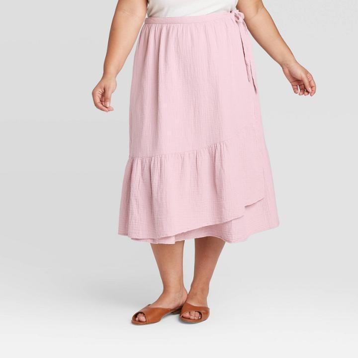 Women's Plus Size Midi Wrap Skirt - Universal Thread Lilac 1x, Women's, Size: