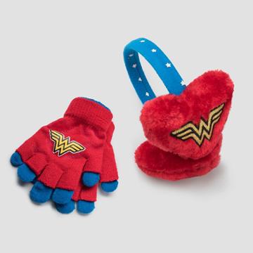 Girls' Dc Comics Wonder Woman Earmuffs And Gloves Set - One Size,