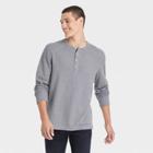 Men's Long Sleeve Textured Henley Shirt - Goodfellow & Co Gray