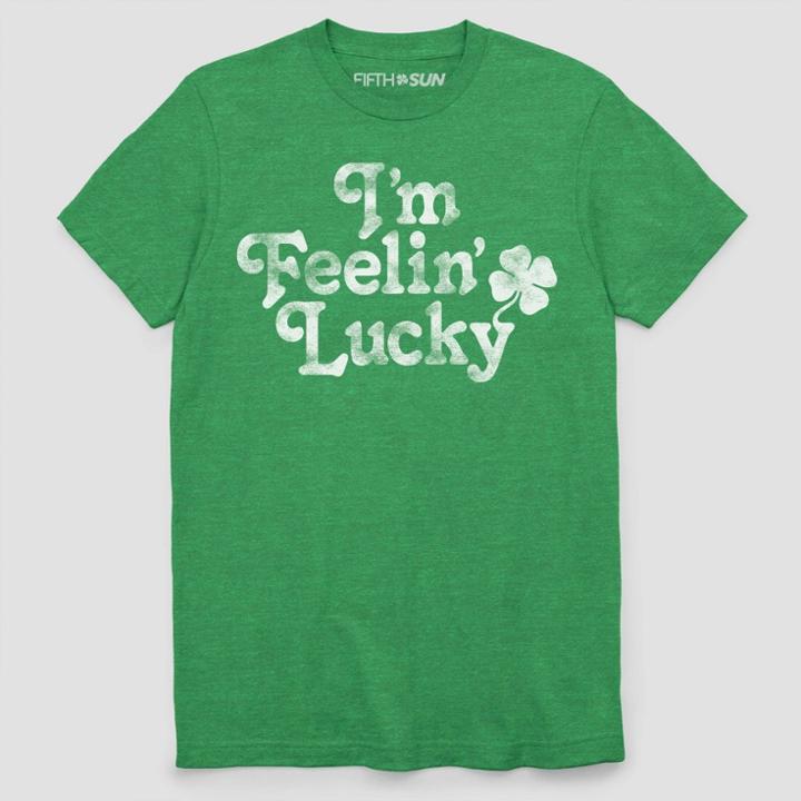 Fifth Sun Men's Short Sleeve I'm Feeling Lucky Graphics T-shirt - Kelly Green