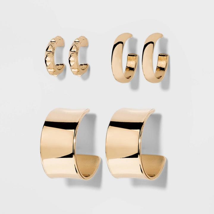 Hoop Earring Set 3pc - A New Day Gold