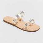Women's Brit Two Band Embellished Sandals - A New Day Clear
