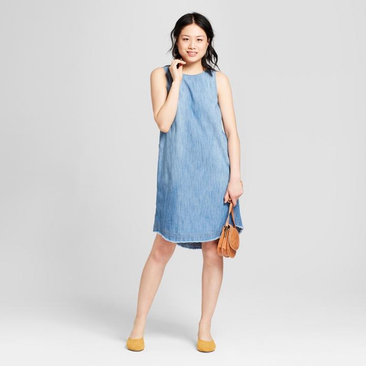 Women's Side Button Denim Dress - Universal Thread Medium Wash