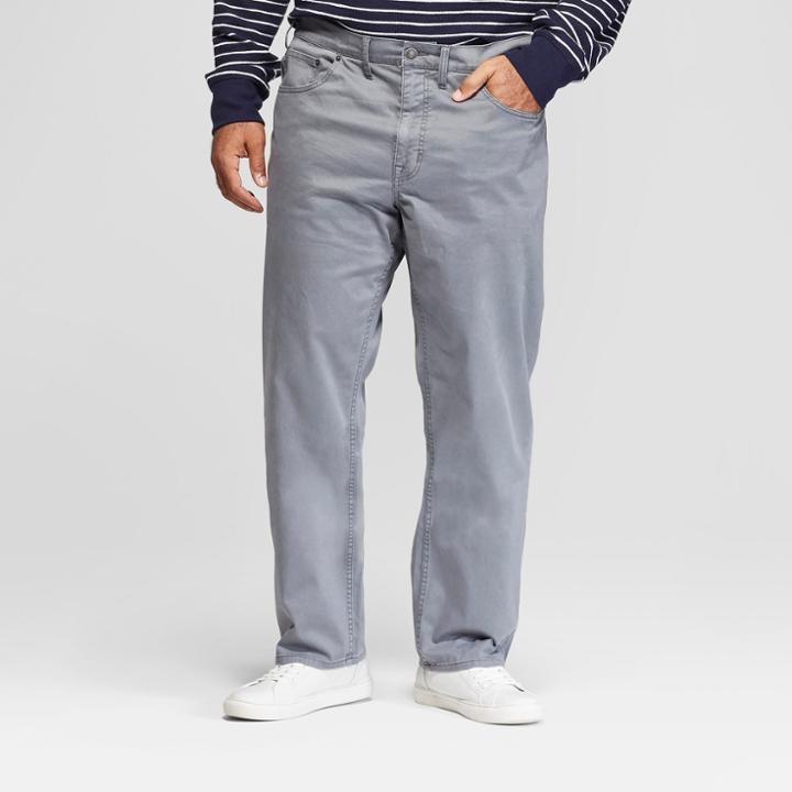 Men's Tall Slim Straight Fit Twill Pants - Goodfellow & Co Dark Gray