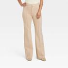 Women's High-rise Slim Fit Retro Flare Pull-on Pants - A New Day Tan