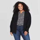 Women's Plus Size Long Sleeve Honeycomb Open Layering Cardigan - Universal Thread Black