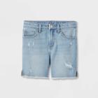 Girls' Distressed Bermuda Jean Shorts - Art Class Blue