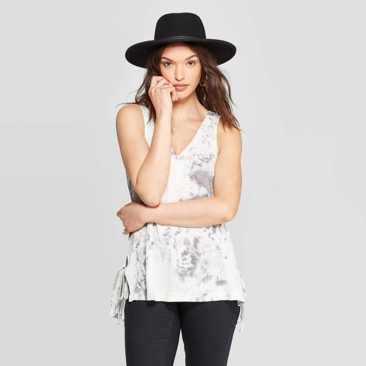 Women's Sleeveless V-neck Side Tie Tank Top - Universal Thread White