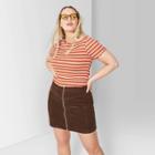 Women's Plus Size Zip-front Cord Mini Skirt - Wild Fable Brown