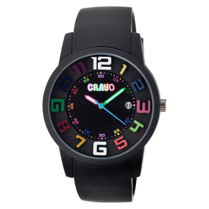 Women's Crayo Festival Watch With 3d Raised Numbers And Date Display-black, Black