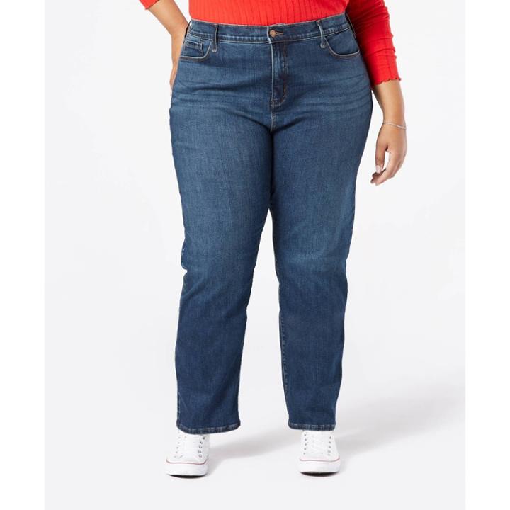 Denizen From Levi's Women's Plus Size High-rise Sculpting Straight Jeans - Montauk